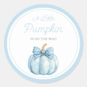 Cute Blue Pumpkin Boy Baby Shower ラウンドシール (正面)