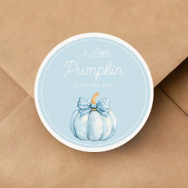 Cute Blue Pumpkin Boy Baby Shower ラウンドシール