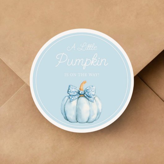 Cute Blue Pumpkin Boy Baby Shower ラウンドシール