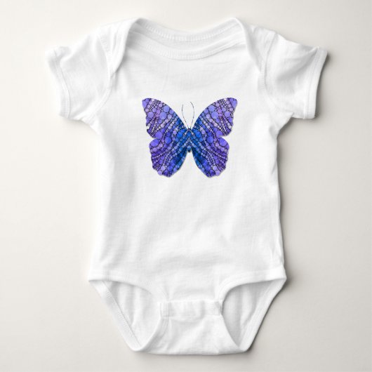 Cute Blue Purple Butterfly Baby Bodysuit - Vibrant ベビーボディスーツ (正面)