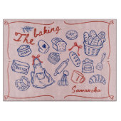 Cute blue red baking doodles personalized カッティングボード (正面)