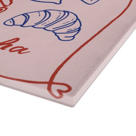 Cute blue red baking doodles personalized カッティングボード (角)