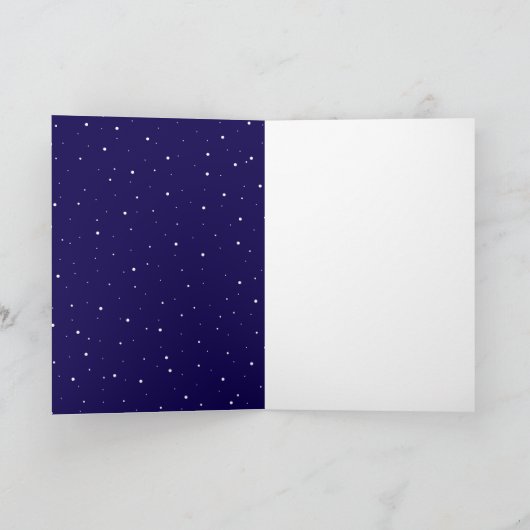 Cute Blue Reindeer Kid`s Name Merry Christmas カード (内部)