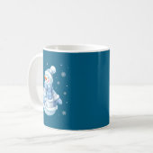 Cute Blue Snowman With Snowflakes Winter Christmas コーヒーマグカップ (正面左)