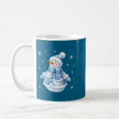 Cute Blue Snowman With Snowflakes Winter Christmas コーヒーマグカップ (左)