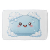 Cute Blue Soap Bar with Bubbles バスマット (正面)