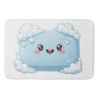 Cute Blue Soap Bar with Bubbles バスマット