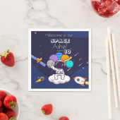 Cute Blue Space Astronaut Personalize Birthday Boy スタンダードカクテルナプキン (インサイチュ)