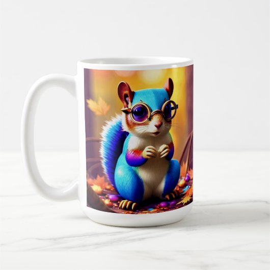 Cute Blue Squirrel with Glasses-56786 コーヒーマグカップ (左)