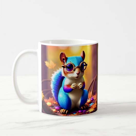 Cute Blue Squirrel with Glasses-56786 コーヒーマグカップ (左)