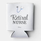 Cute Blue Stethoscope Retired Nurse  缶クーラー (正面)