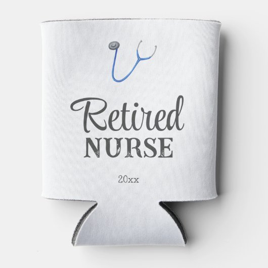 Cute Blue Stethoscope Retired Nurse  缶クーラー (正面)
