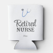 Cute Blue Stethoscope Retired Nurse  缶クーラー (裏面)