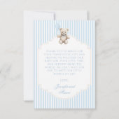 Cute Blue Teddy Bear Baby Boy Shower Photo サンキューカード (裏面)