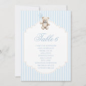 Cute Blue Teddy Bear Balloon Baby Boy Table Number (正面)