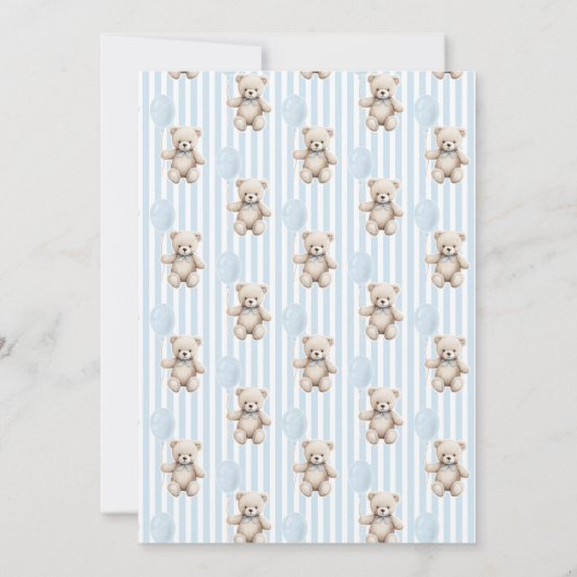 Cute Blue Teddy Bear Balloon Baby Boy Table Number (裏面)