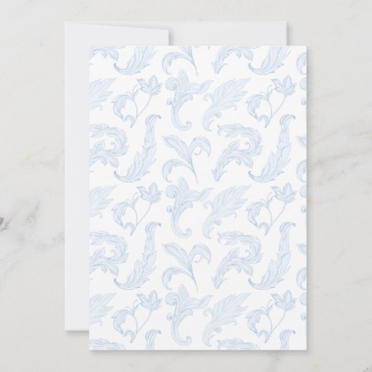 Cute Blue Toile Frame Bow Baby Boy Shower 招待状 (裏面)