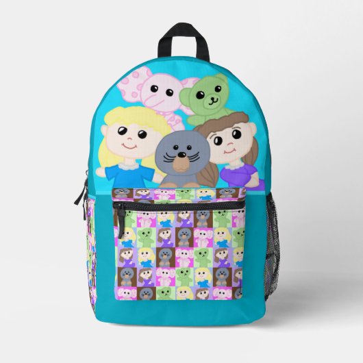 Cute Blue Toy Kids Backpack プリントバックパック (正面)