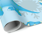 Cute Blue Triceratops Dinosaur Christmas Kids  ラッピングペーパー (ロールコーナー)