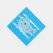 Cute Blue Tropical Fish Pink Fins スタンダードランチョンナプキン (角)
