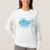 Cute Blue Tropical Fish Pink Fins Tシャツ (正面)