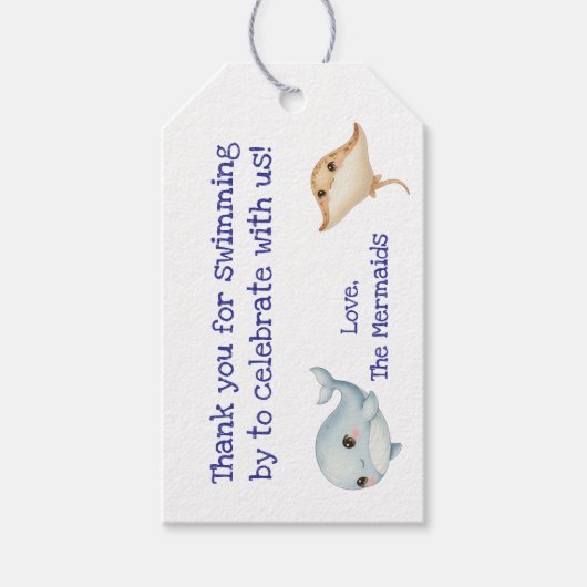 Cute, Blue Under the Sea Thank you ギフトタグ (正面)