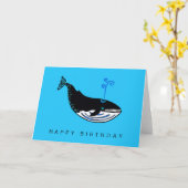 Cute Blue WHALE - Endangered animal graphic カード (黄色い花)