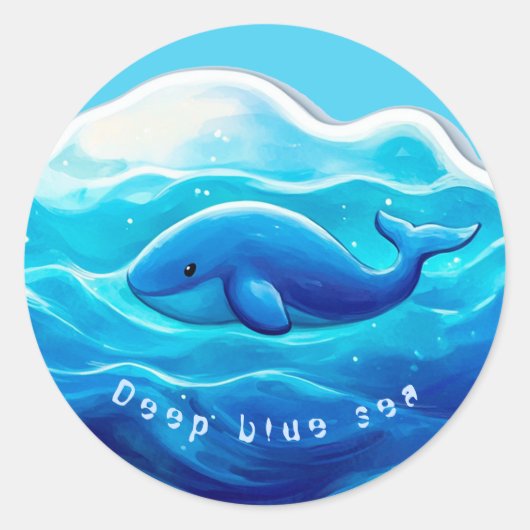 Cute Blue Whale, personalized ラウンドシール (正面)