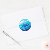 Cute Blue Whale, personalized ラウンドシール (封筒)