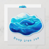 Cute Blue Whale, personalized 招待状 (正面/裏面)