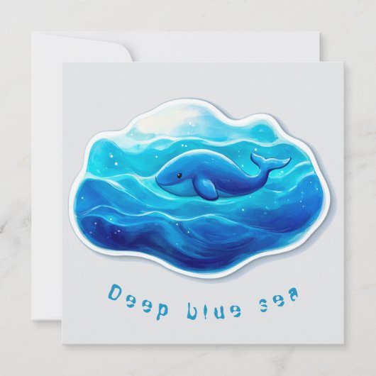 Cute Blue Whale, personalized 招待状 (正面)