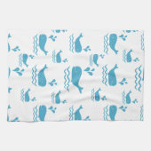 Cute Blue Whale Seamless Ocean Pattern (1) キッチンタオル (横)