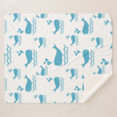 Cute Blue Whale Seamless Ocean Pattern (1) シェルパブランケット (正面(横))