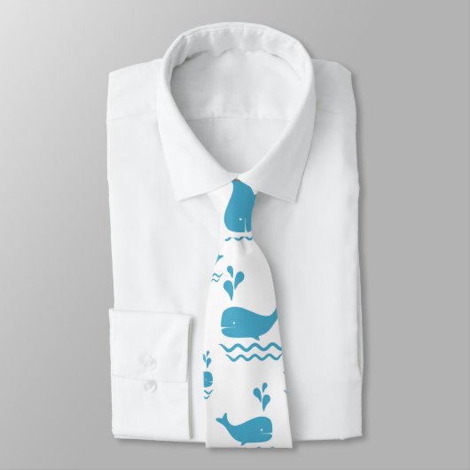 Cute Blue Whale Seamless Ocean Pattern (1) ネクタイ (タイ)