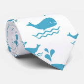 Cute Blue Whale Seamless Ocean Pattern (1) ネクタイ (ロール)