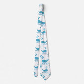 Cute Blue Whale Seamless Ocean Pattern (1) ネクタイ (裏面)