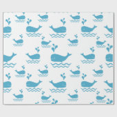 Cute Blue Whale Seamless Ocean Pattern (1) ラッピングペーパー (フラット)