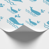 Cute Blue Whale Seamless Ocean Pattern (1) ラッピングペーパー (角)