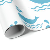 Cute Blue Whale Seamless Ocean Pattern (1) ラッピングペーパー (ロールコーナー)