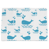 Cute Blue Whale Seamless Ocean Pattern (1) ラージペーパーバッグ (正面)