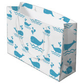 Cute Blue Whale Seamless Ocean Pattern (1) ラージペーパーバッグ (裏面アングル)
