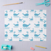 Cute Blue Whale Seamless Ocean Pattern (1) 薄葉紙 (クラフト)