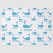 Cute Blue Whale Seamless Ocean Pattern (1) 薄葉紙 (正面)