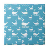 Cute Blue Whale Seamless Ocean Pattern (2) タイル (正面)