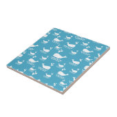 Cute Blue Whale Seamless Ocean Pattern (2) タイル (側面)