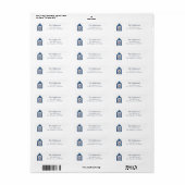 Cute Blue White Beach House Coastal Return Address ラベル (フルシート)