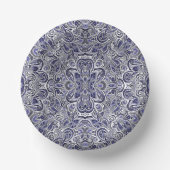 Cute blue white paisley patterns design ペーパーボウル (正面)