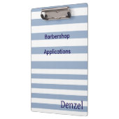 Cute Blue & White Stripe Barbershop Clipboard  クリップボード (左)
