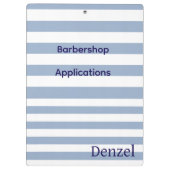 Cute Blue & White Stripe Barbershop Clipboard  クリップボード (裏面)