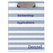 Cute Blue & White Stripe Barbershop Clipboard  クリップボード (正面)